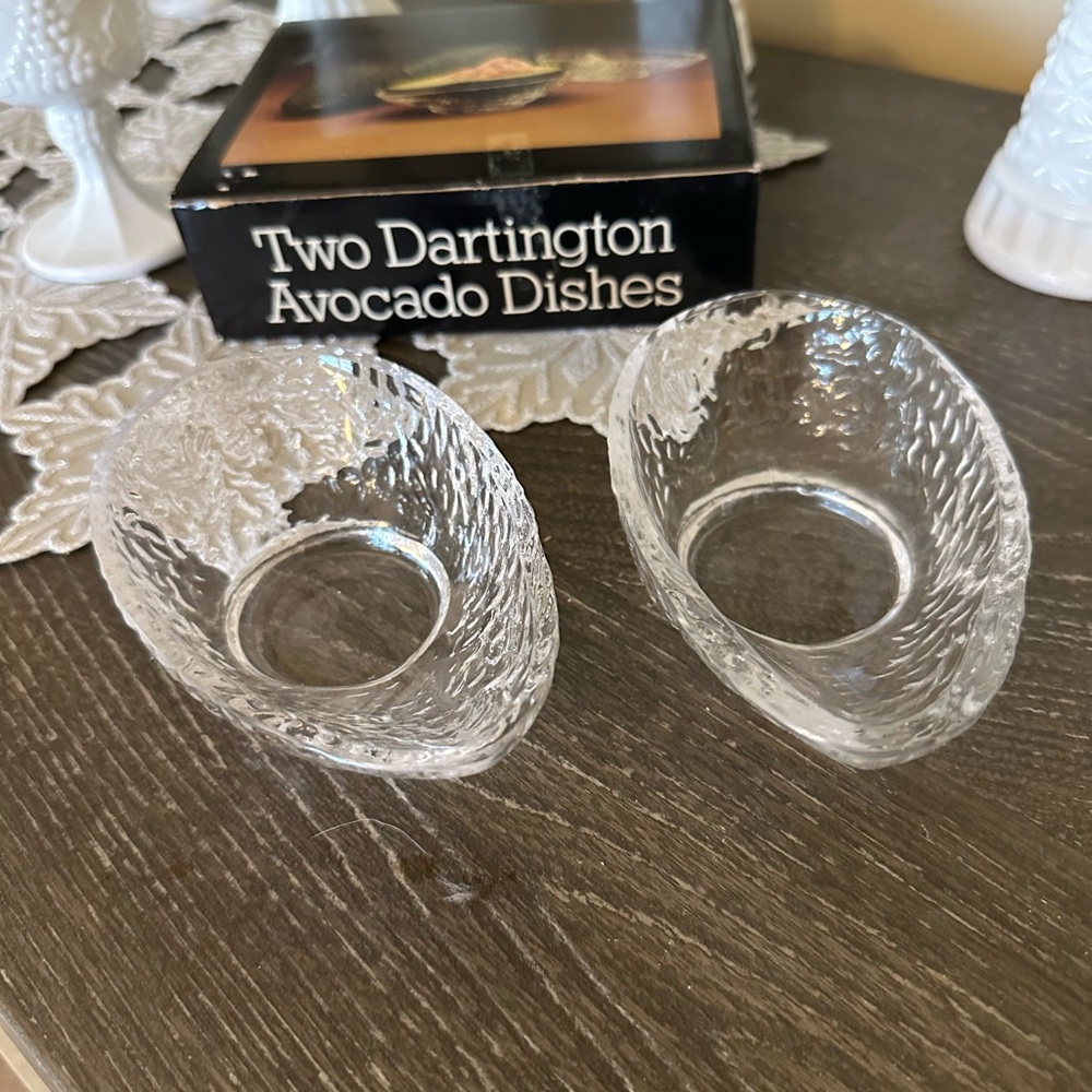 Dartington Textured Avacado Glass Bowls Set Vintage 🥑 🥑